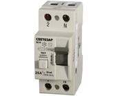  Выключатель SV-49152-30-25 дифференциальный «УЗО» СВЕТОЗАР, 2-полюсный, 25 A, "AC", откл. диф.ток. 