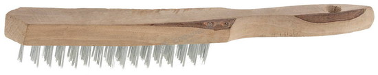 Фотография Щетка проволочная стальная Tebton 3503-3 с деревянной ручкой 3 ряда