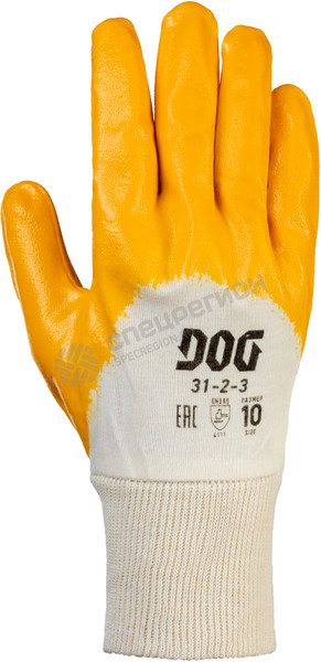 Фотография Перчатки DOG Нитролл 1.0мм желтые РЧ (манж.част.)